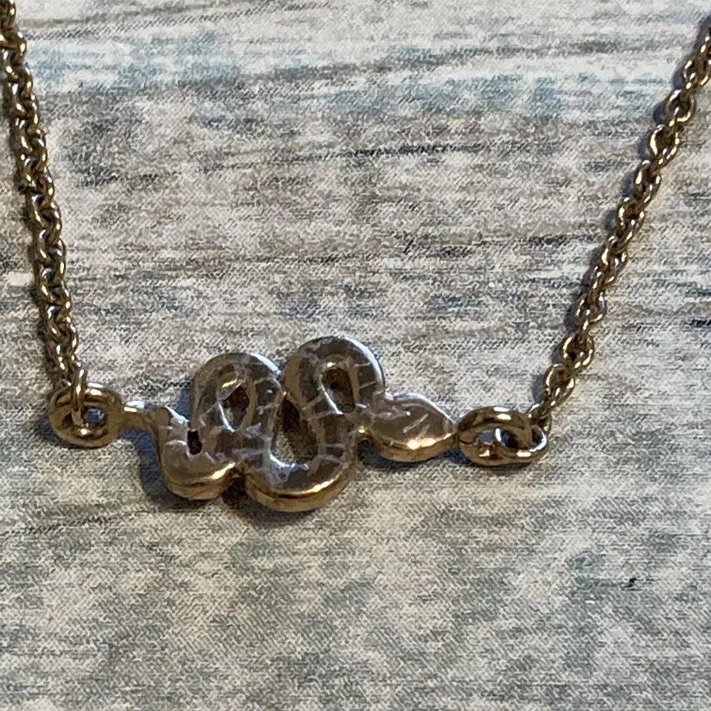Stella & Dot Snake Sidewinder Necklace‎ gold tone rhinestones 18